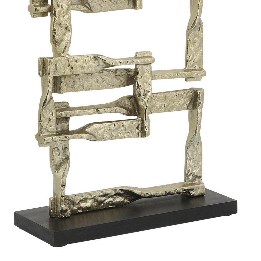 Jodie 27 Inch Metal Modern Accent Decor, Stacked Squares, Block Base, Gold Gold Wood Metal