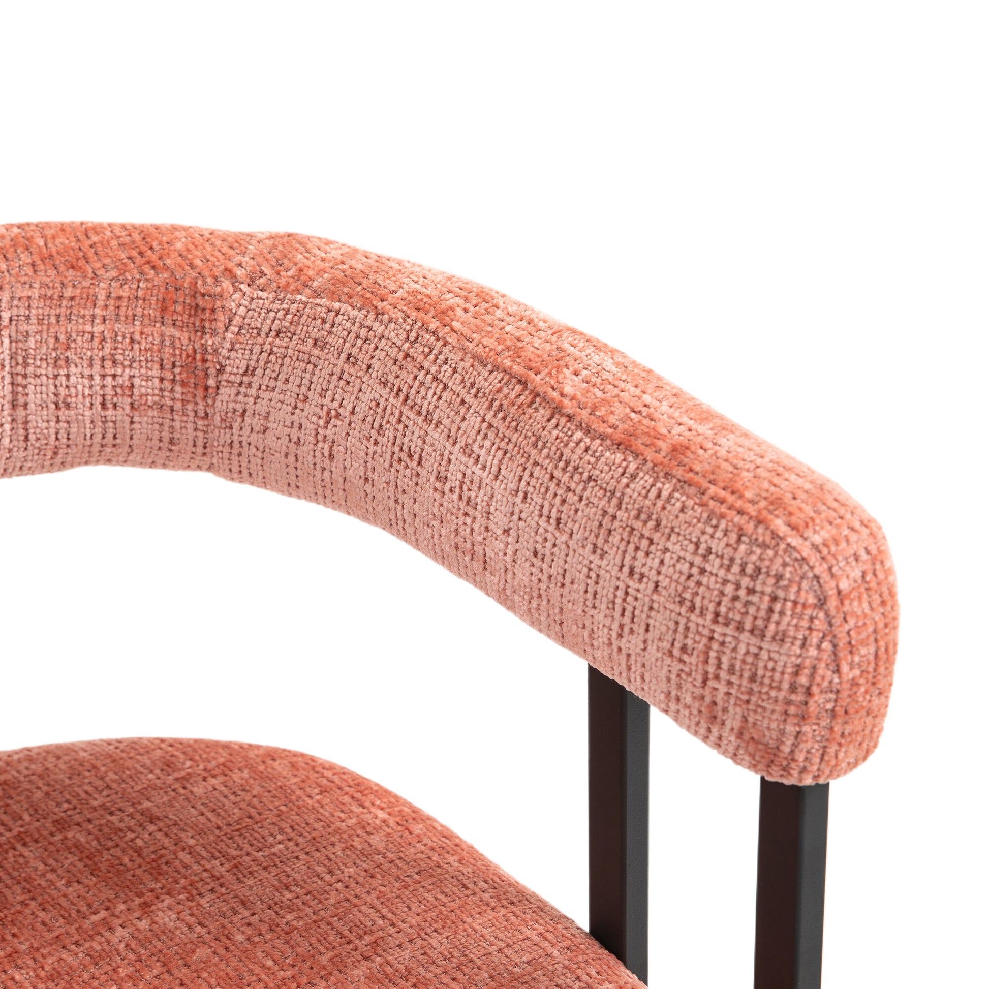 Coolmore Bar Stools Set Of 2, Modern Bar Stool With Back, Black Metal Frames, Upholstered Bar Stools For Kitchen Island, Pub, Club Pink Chenille Pink Dining Room Foam Chenille