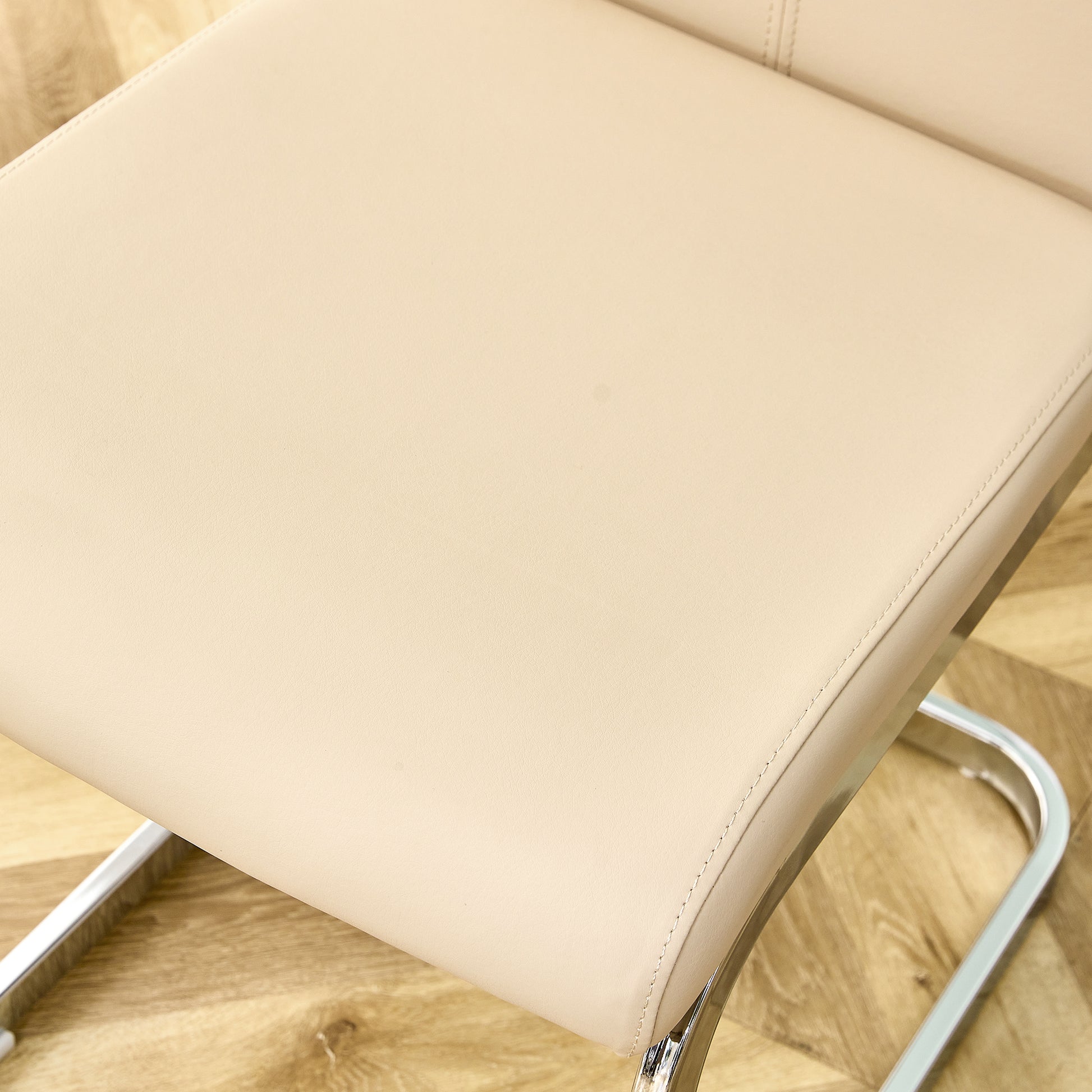 Table And Chair Set.Modern Minimalist Luxury Mdf Rectangular Dining Table With Light Yellow Textured Stickers On The Table, 6 Pu Synthetic Leather High Backrest Soft Cushioned Side Chairs. Light Yellow Seats 6 Mdf