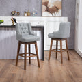 Coolmore Bar Stools Set Of 2 Counter Height Chairs With Footrest For Kitchen, Dining Room And 360 Degree Solid Wood Legs Swivel Bar Stools Set Of 2 Gary Linen Gray Foam Linen