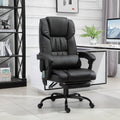 Vinsetto High Back Massage Office Chair With 6 Vibration Points, Pu Leather Reclining Computer Chair, Ergonomic Office Chair With Footrest Adjustable Height And Remote, Black Black Faux Leather