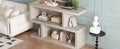 Retro Console Table With Symmetrical 2 Tier Open Shelf For Entryway And Living Room Natural Natural Mdf