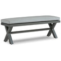 Asp 54 Inch Outdoor Bench, Gray Aluminum Frame, Soft Polyester Cushioning Gray Aluminum