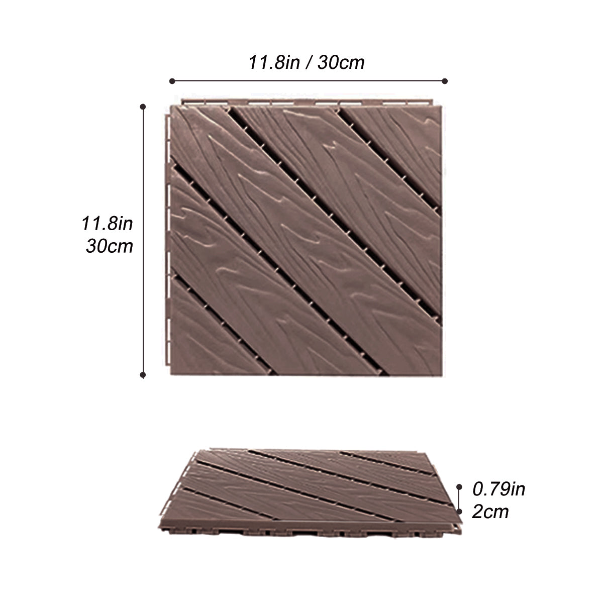 Plastic Composite Deck Tiles Set Of 35Pcs, Composite Decking Resist Rust, Water, Weather, Easy To Diy & Maintain, Ideal For Patios, Balconies, Rooftops, Decks, Indoor&Outdoor, 12X12I Light Coffee Light Coffee Modern Plastic Plastic