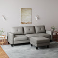 Living Room Furniture With Polyestr Fabric L Shape Couch Corner Sofa For Small Space Grey Grey Foam Polyester 3 Seat