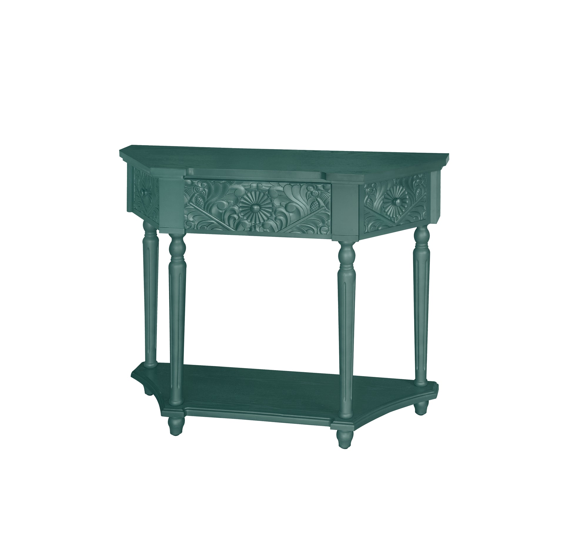 1 Drawer End Table,Side Table,Elegant Carved 1 Drawer End Table For Living Room Bed Room Study Entryway Dark Green American Design Mdf