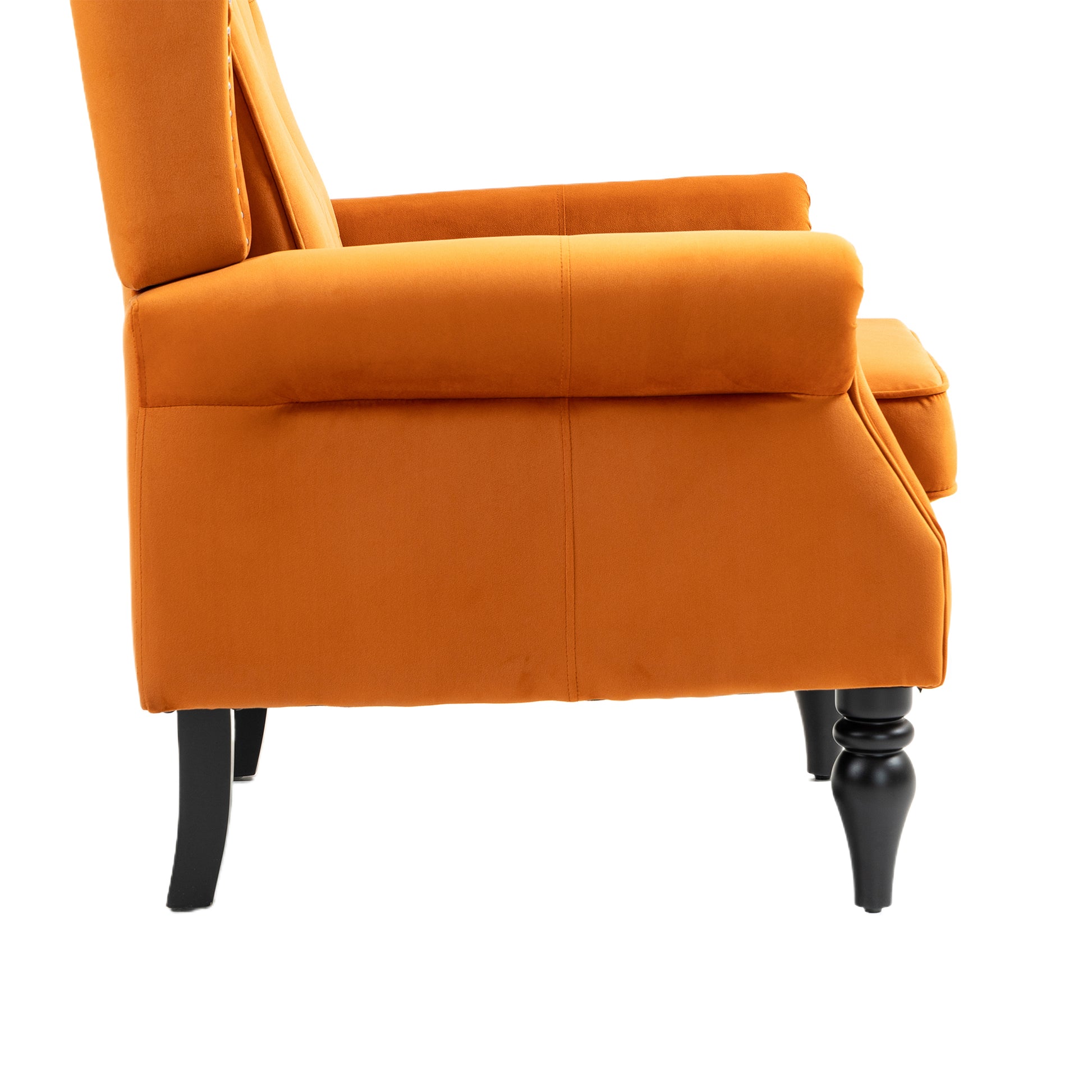 Coolmore Wood Frame Armchair, Modern Accent Chair Lounge Chair With Sturdy Wood Legs For Living Room Bedroom Orange Orange Foam Velvet