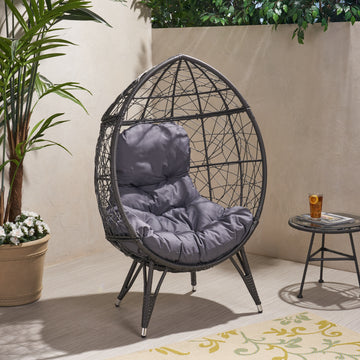 Gianni Teardrop Chair Gray Pe Rattan Iron Waterproof Fabric