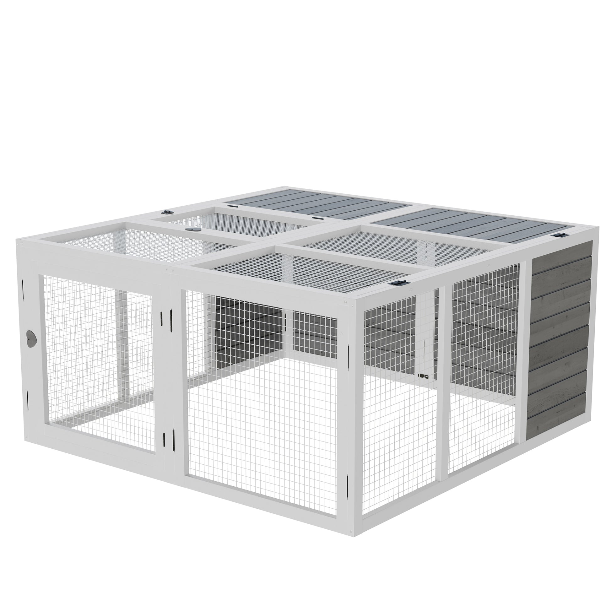 Pawhut Rabbit Hutch, Wooden Outdoor Bunny Cage With An Openable Foldable Top, Door, Guinea Pig Hutch For Backyard, Garden, Fits 1 4 Rabbits, Gray Gray Wood