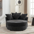 Orisfur. 360 Swivel Accent Barrel Chair With Storage Ottoman & 4 Pillows, Modern Chenille Leisure Chair Round Accent For Living Room, Gray Gray Foam Chenille