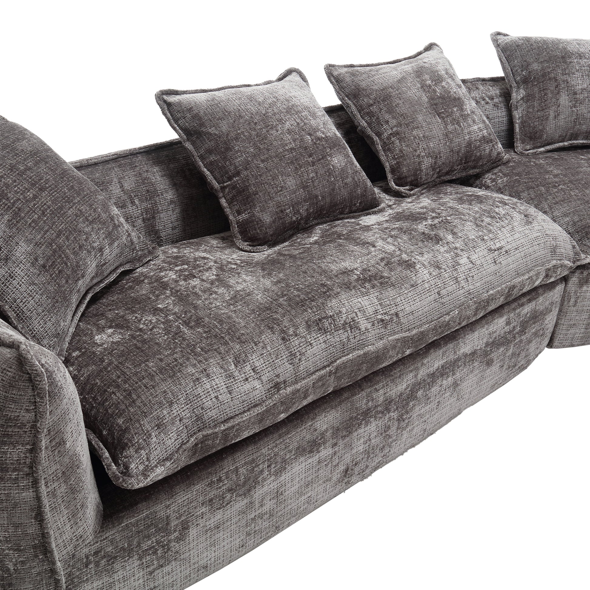 Modular Sectional Sofa, U Shaped Couch With Sofa For Five & Pillows, Modern Minimalist Chenille Fabric Large Comfy Cloud Sofas, Living Room Furniture Sets Gray Chenille 5 Seat