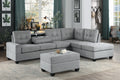 Modern Living Room 2 Piece Reversible Sectional With Drop Down Cup Holders Sofa Chaise Gray Microfiber Upholstered Tufted Details Gray Microfiber Wood Primary Living Space Modern L Shaped Plywood,Solid Wood 6 Seat