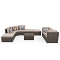 8 Piece Outdoor Wicker Sofa Set, Rattan Sofa Lounger, With Colorful Pillows, Conversation Sofa, For Patio, Garden, Deck, Brown Wicker, Beige Cushion Yes Brown Garden & Outdoor Complete Patio Sets Foam Wicker