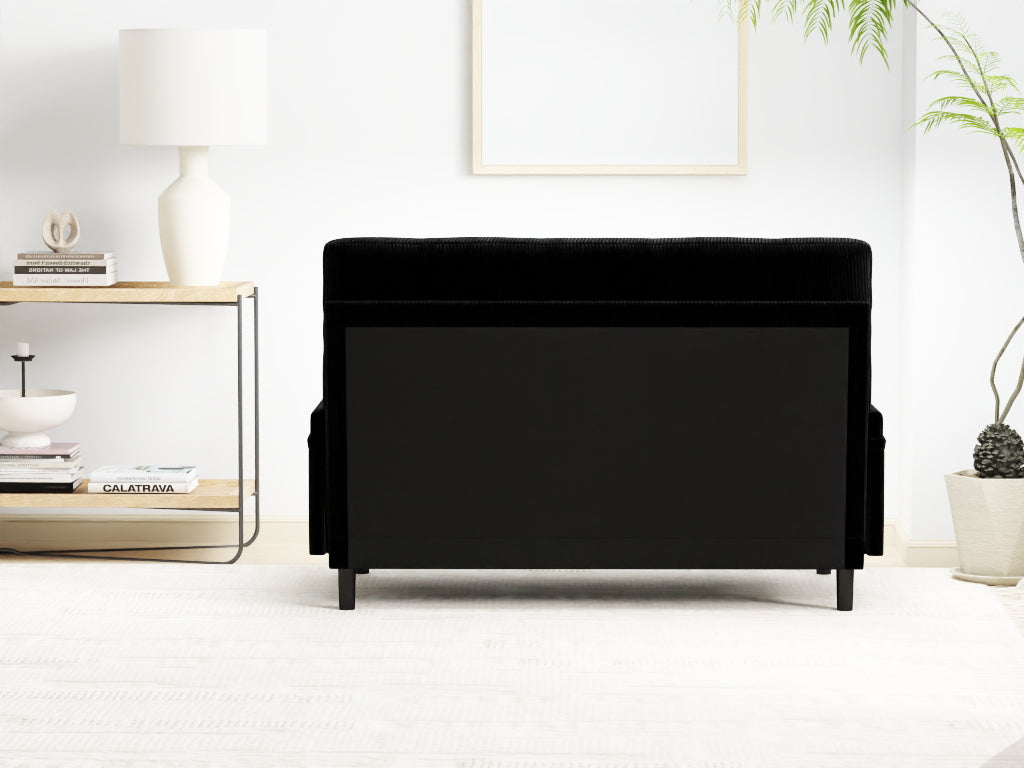 Black 2 Seater Sofa Sleeper With Recline Fuction Black Velvet Metal Primary Living Space Medium Soft Loose Back Pillow Top Arms Foam Fabric Metal 2 Seat