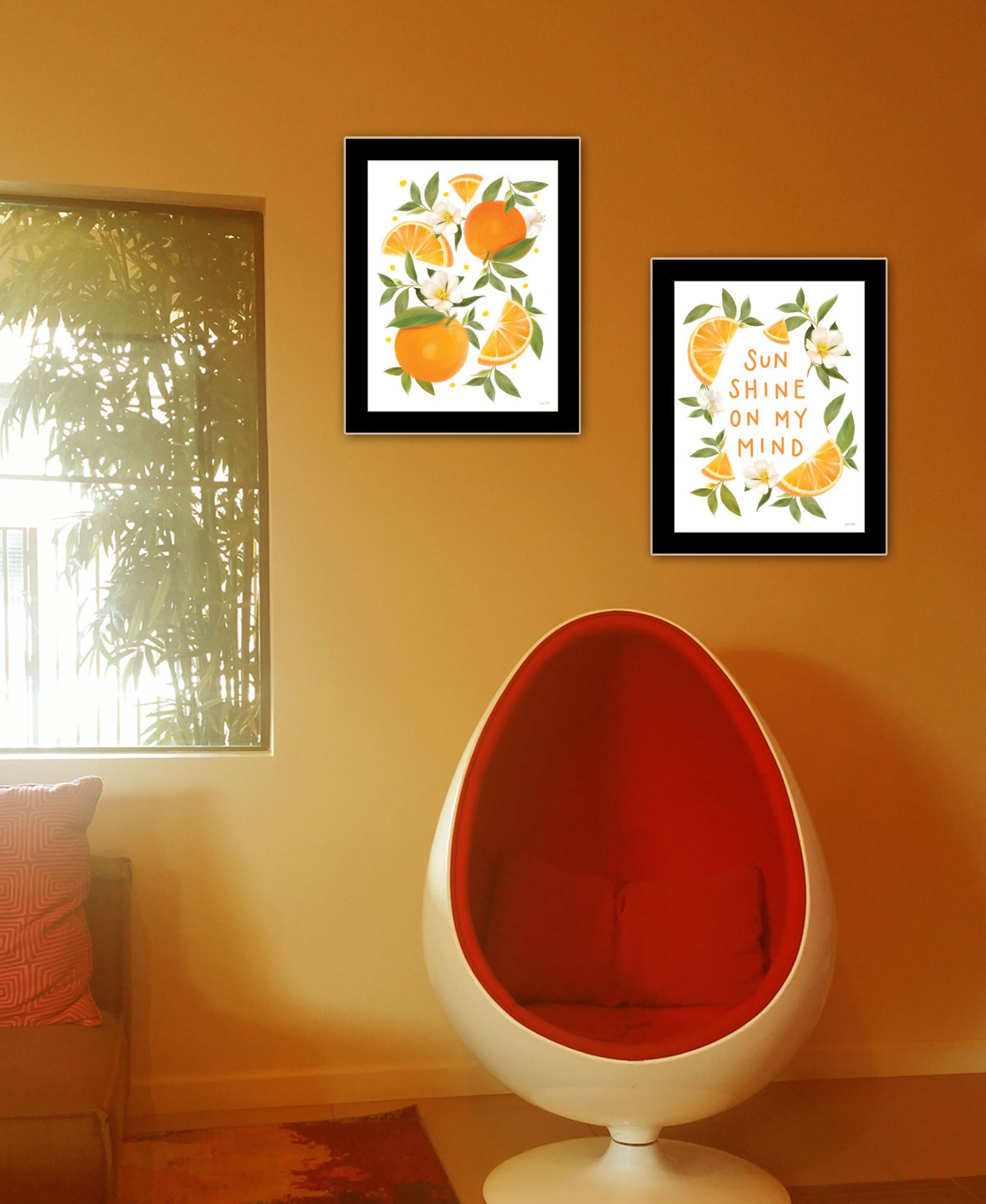 "Sunshine On My Mind Oranges" Framed Wall Art For Living Room, Wall Art Print For Home Decor, Bedroom Wall Art By House Fenway Multicolor Wood Paper