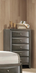 1Pc Contemporary 5 Drawer Chest Gray Finish Solid Wood Wooden Bedroom Furniture Gray Bedroom Contemporary Wood