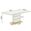 High Gloss Mdf Top Dining Table With Gold Finish Stainless Steel Base White Mdf