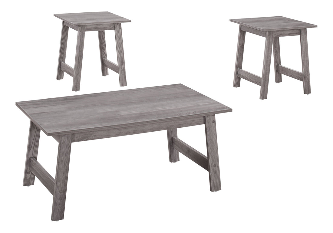 Table Set, 3Pcs Set, Coffee, End, Side, Accent, Living Room, Grey Laminate, Transitional Grey Particle Board