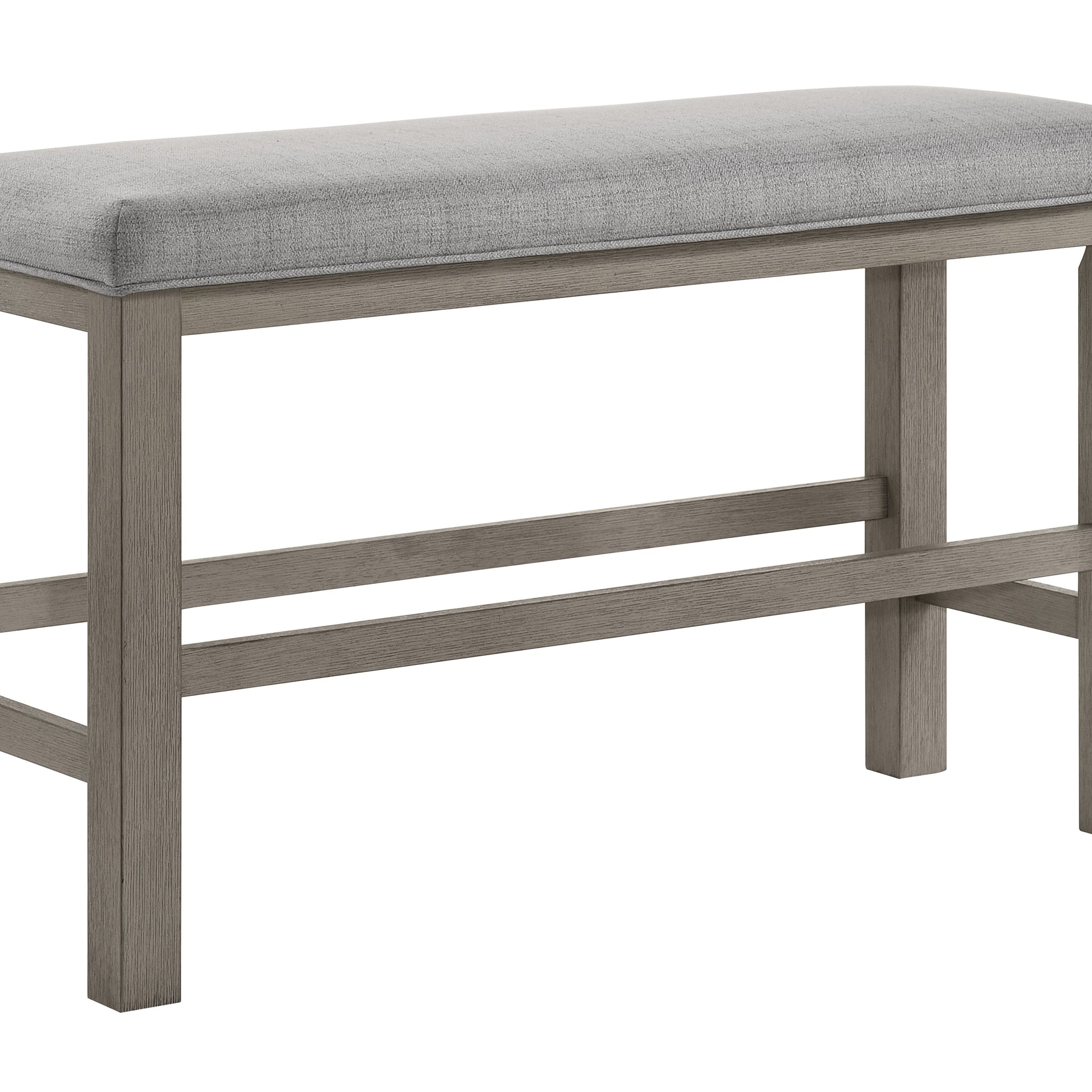 1Pc Brown Grey Finish Counter Height Bench Dining Room Linen Look Fabric Upholstery Kitchen Dining Wooden Furniture Brown Gray,Tan Brown Linen Or Linen Blend Dining Room Rectangular Grey