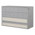 Queen Murphy Bed With Large Drawers,Gray Queen Gray Plywood