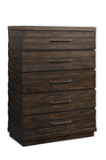 Indutrial Farmhouse 5 Drawer Chest Brown Solid Wood Mdf