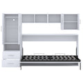Twin Size Murphy Bed With Open Shelves And Storage Drawers,Built In Wardrobe And Table, White Twin White Solid Wood Mdf