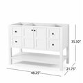 49'' Bathroom Vanity With Marble Top & Ceramic Sink, Two Doors, 4 Drawers, Open Shelf, White White Acacia Wood