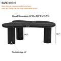 44'' X 25.9'' Easy Assembly Cloud Coffee Table With 1.5'' Thick Tabletop, Cream Style Irregular End Table With 3 Sturdy Legs, Sleek Center Table With Round Edge For Living Room, Black Black Mdf