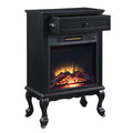 Black 1 Drawer Fireplace With Queen Ann Leg Electric Black Primary Living Space Freestanding Wood Electric