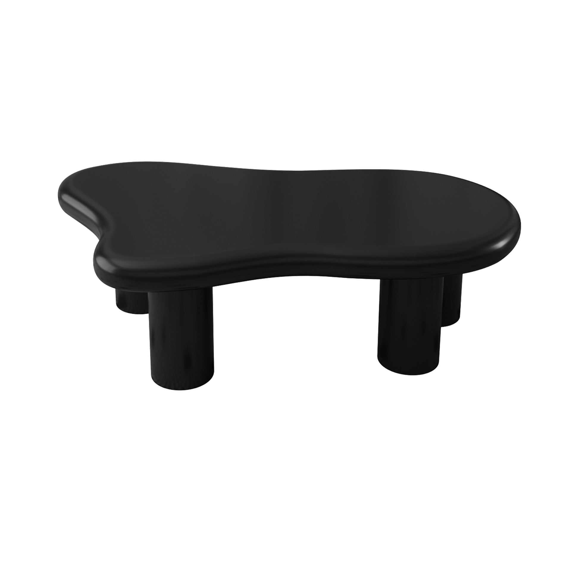 40 Inch Black Cloud Shaped Coffee Table For Living Room Matte Black Primary Living Space Modern Lacquered Mdf