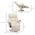 Homcom Manual Recliner, Swivel Lounge Armchair With Side Pocket, Footrest And Cup Holder For Living Room, Cream White Cream White Pu Leather