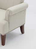 1Pc Traditional Accent Chair Rolled Arms Trim Soft Fabric Upholstered Furniture For Living Room Bedroom Office 30