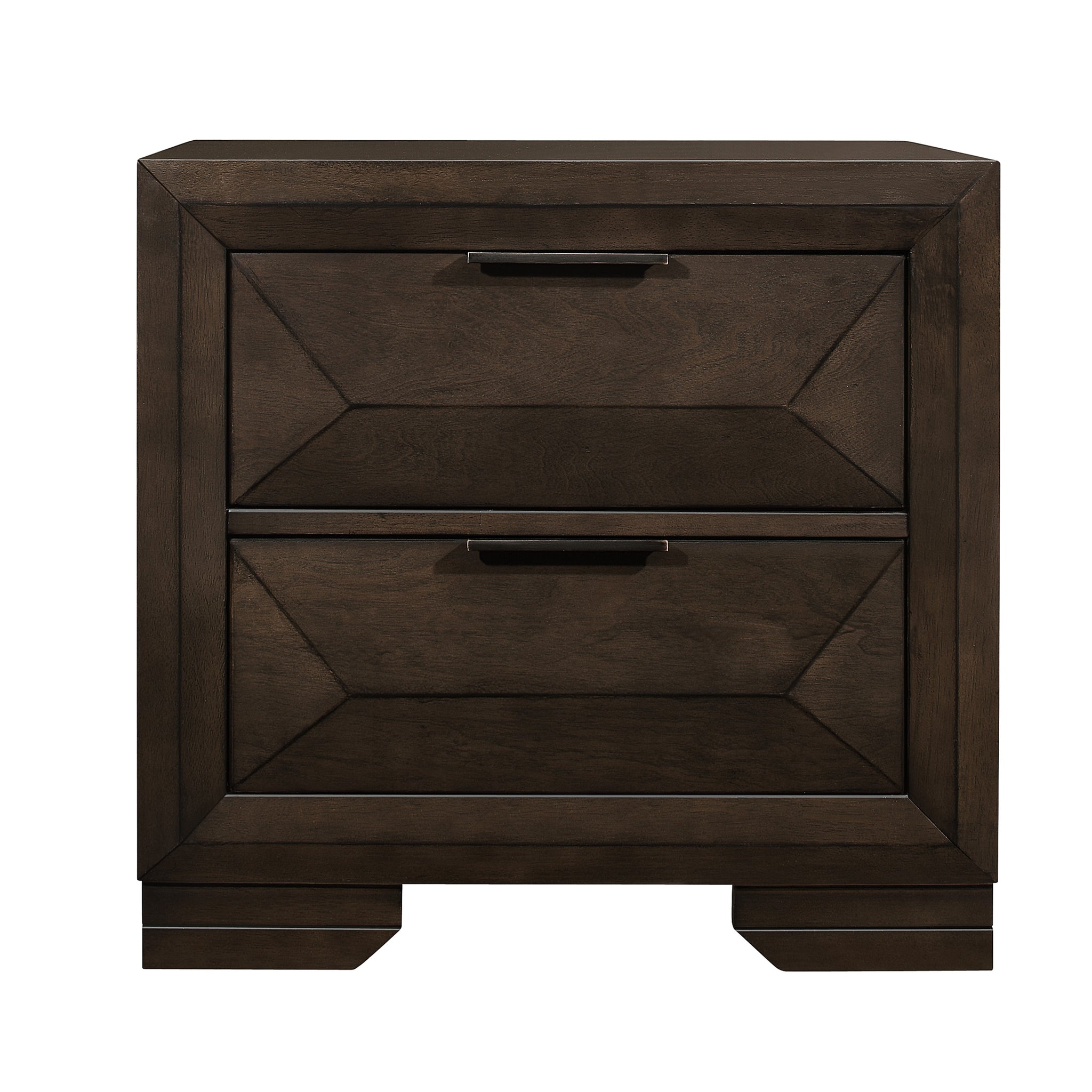 Contemporary Design 2 Drawers Nightstand 1Pc Bedroom Furniture Warm Espresso Finish Raised Panel Front Espresso 2 Drawers Bedside Cabinet Bedroom Contemporary Wood