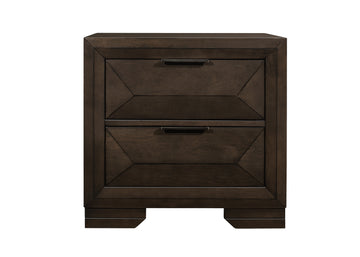 Contemporary Design 2 Drawers Nightstand 1Pc Bedroom Furniture Warm Espresso Finish Raised Panel Front Espresso 2 Drawers Bedside Cabinet Bedroom Contemporary Wood