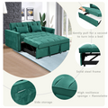 Modern Flannel Double Sofa With Folding Bed, Small Double Sofa With Three In One Convertible Sofa Bed, Adjustable Backrest And Storage Space, Including Pillows, Perfect For Living Room Or Bedroom Twin Green Solid Wood