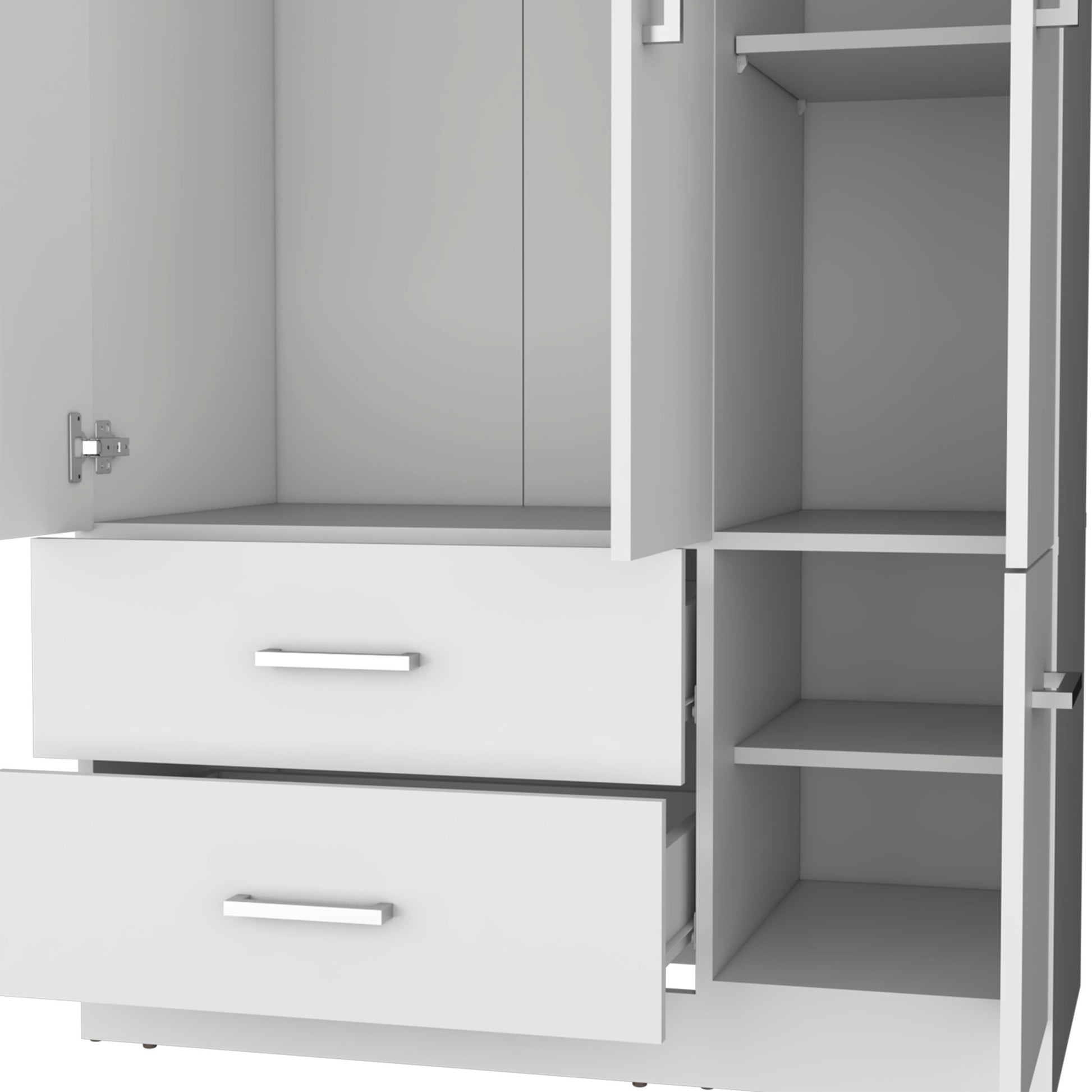 Douglas Armoire In Melamine, Two Drawers, Hanging Rod And 4 Doors. White Bedroom Contemporary Particle Board Melamine