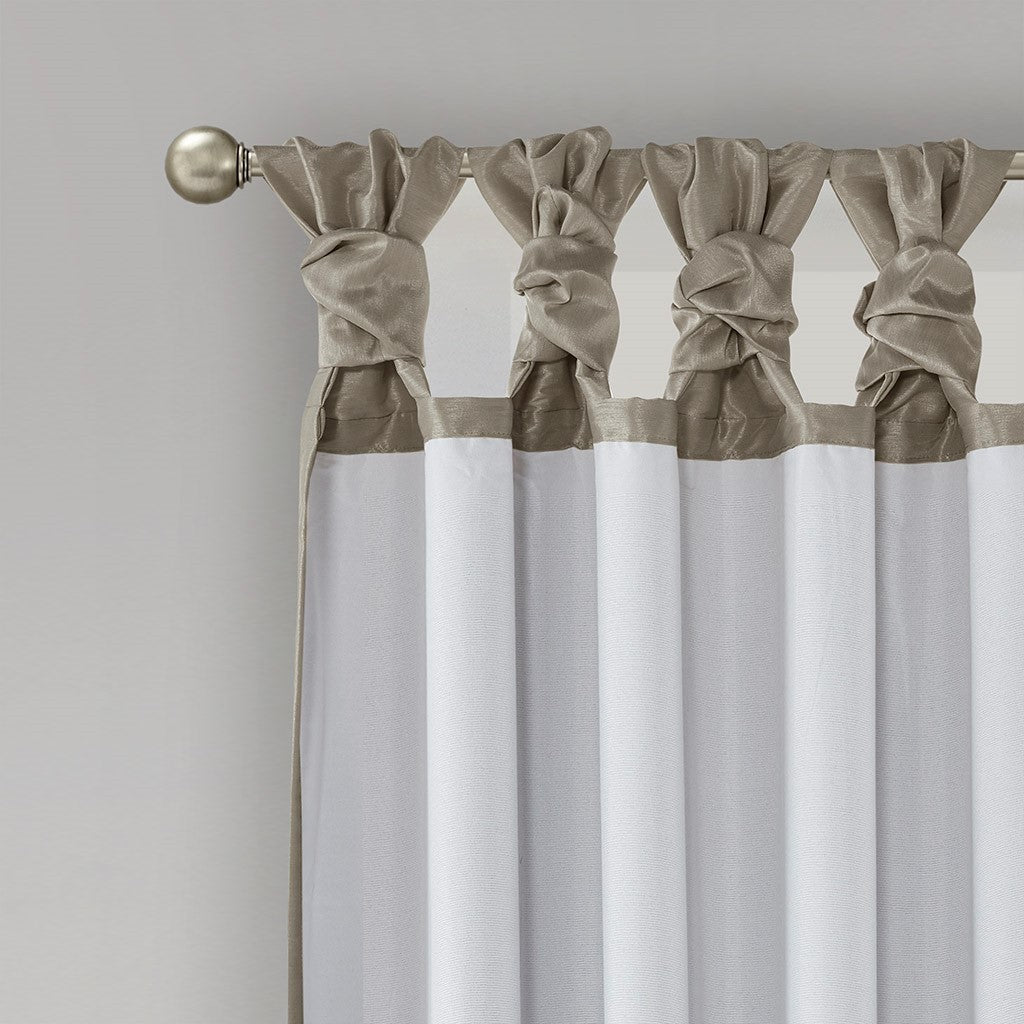 Twist Tab Total Blackout Window Curtain Panel Only 1 Pc Panel Pewter Polyester