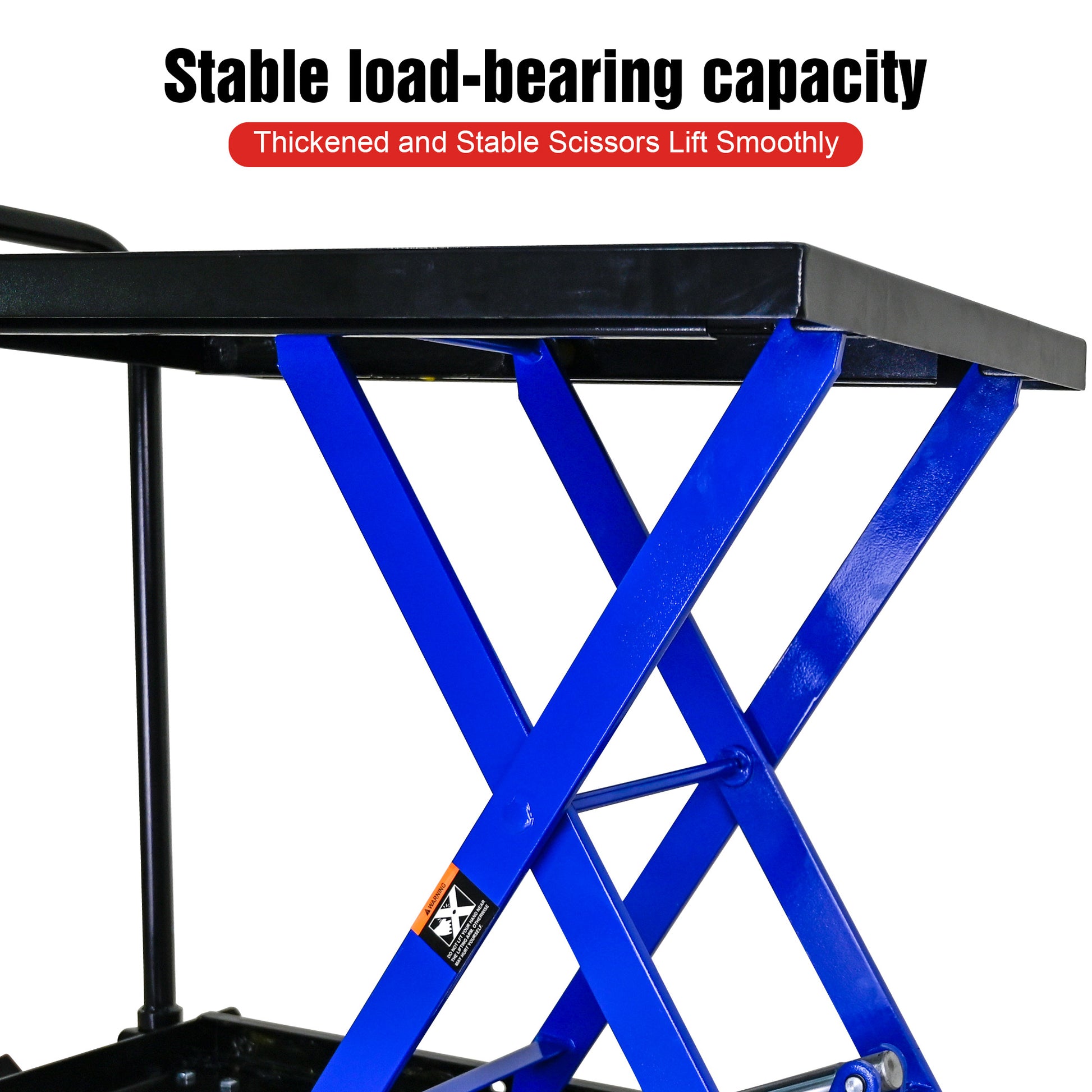 Hydraulic Lift Trolley, 500 Lbs Capacity, With 4 Wheels, For Material Handling And Transportation, Black Blue Black Blue Steel