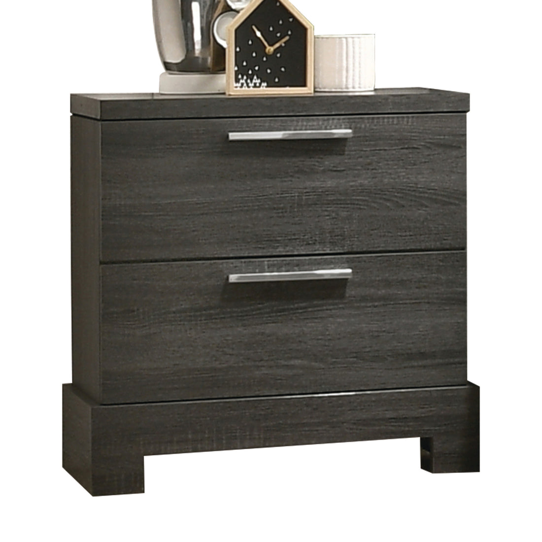 Grey Oak 2 Drawer Nightstand Oak 2 Drawers Bedroom Rectangle Modern Drawers Oak Solid Wood Mdf