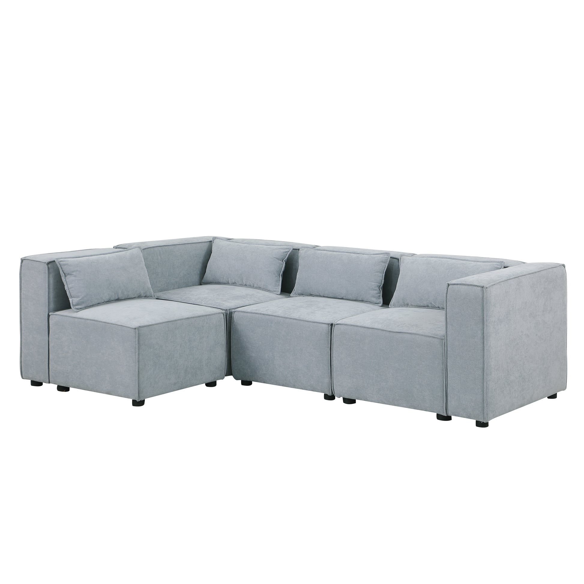 Modular Sofa Grayish Blue Chenille Fabric, Simple And Grand, The Seat And Back Is Very Soft. This Is Also A Knock Down Sofa Grayish Blue Chenille 4 Seat