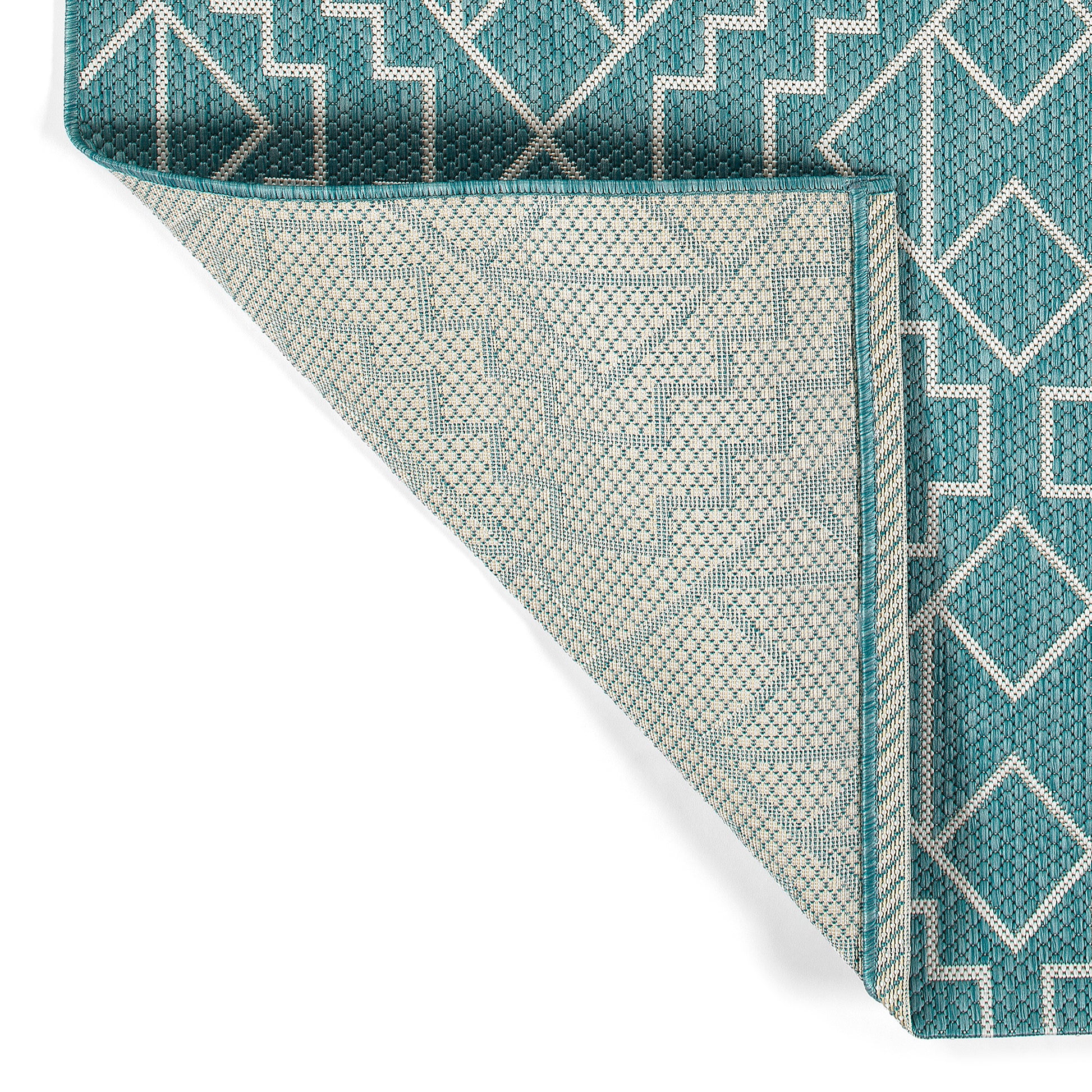 Modern, Geometric, Textured Cut Pile 2'7" X 4'11" Rectangle Area Rug Turquoise Polypropylene