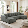 Chenille U Shaped Sectional Sofa Set,Minimalist Style Modular Sectional Sofa, Luxury Chenille Fabric Cloud Couch For Living Room Grey Chenille 6 Seat