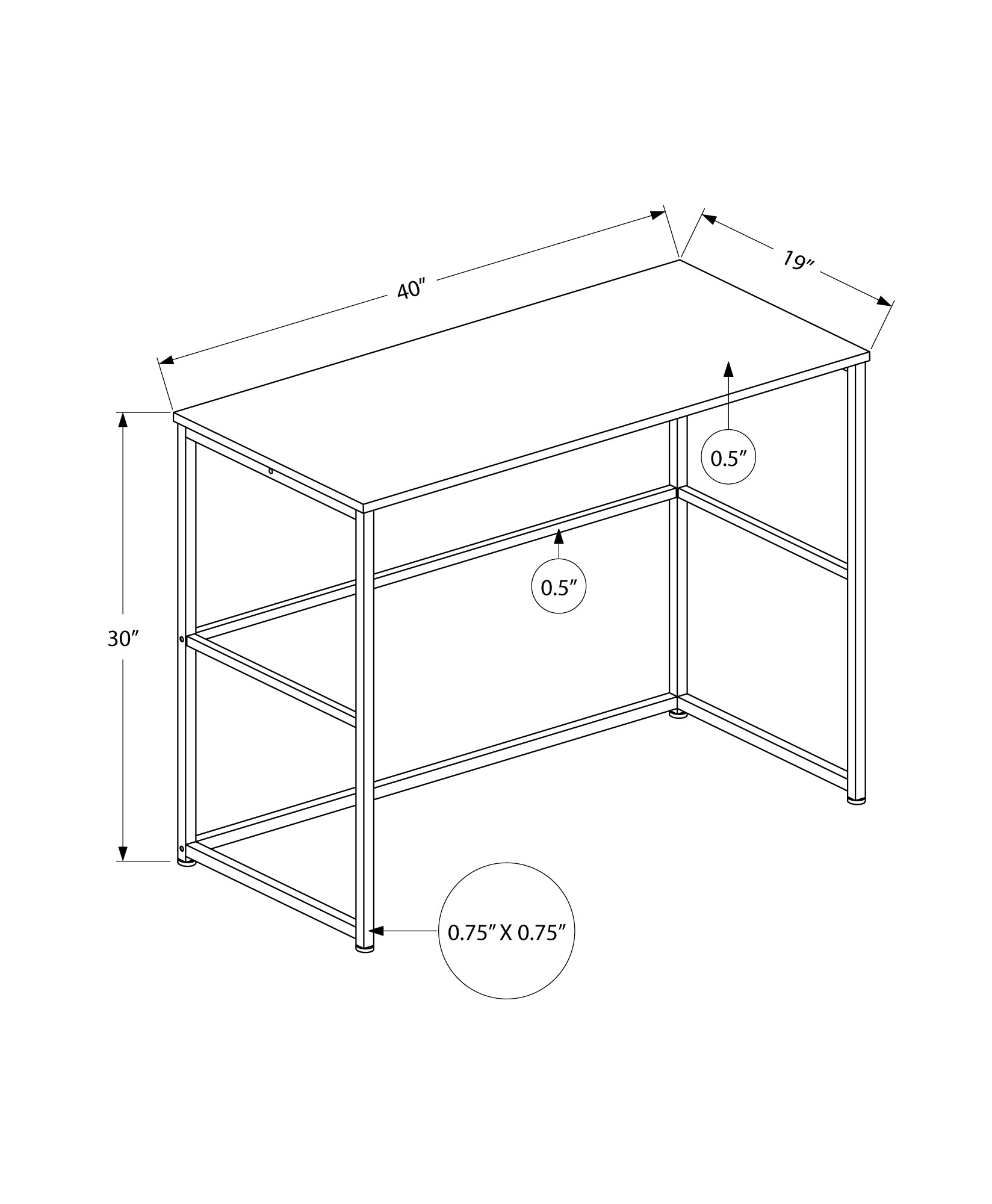 Computer Desk, Home Office, Laptop, Left, Right Set Up, Storage Drawers, 40"L, Work, Black Laminate, Black Metal, Contemporary, Modern Black Particle Board