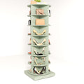 Green 360 Rotating Shoe Cabinet 7 Layers Round Green Primary Living Space Wood Shelves American Design,American Traditional,Antique Melamine