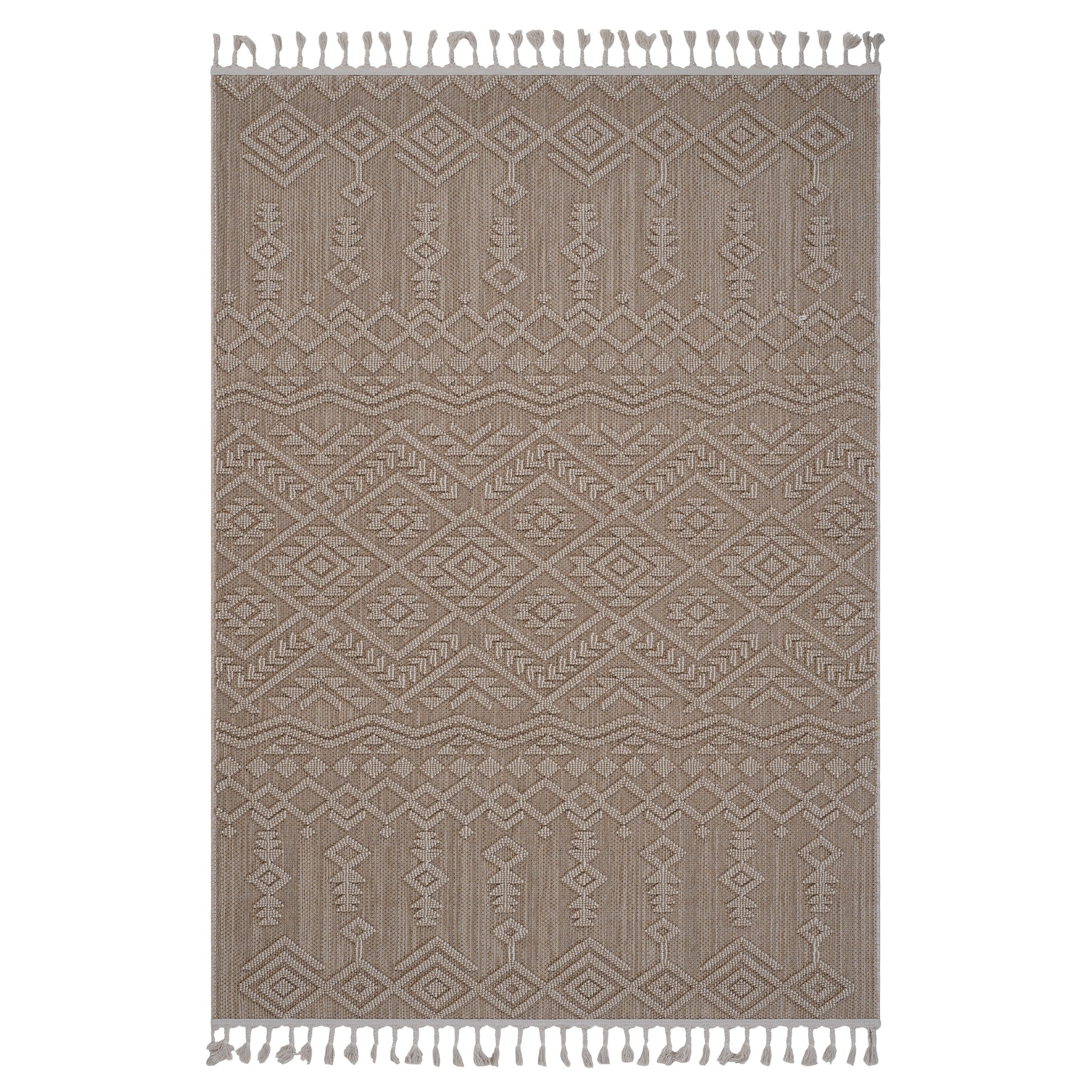 4X6 Natural Traditional Indoor Outdoor Area Rug Natural Polypropylene