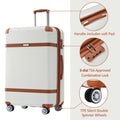 Hardshell Luggage Sets 3 Piece Double Spinner 8 Wheels Suitcase With Tsa Lock Lightweight 20''24''28'' White Abs