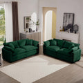 Modern Fabric Living Room Sofa Two Piece Set, Two 2 Seater Sofas With 8 Cushion Upholstery Large Deep Seat Recliner, Green Corduroy Fabric Green Corduroy 4 Seat