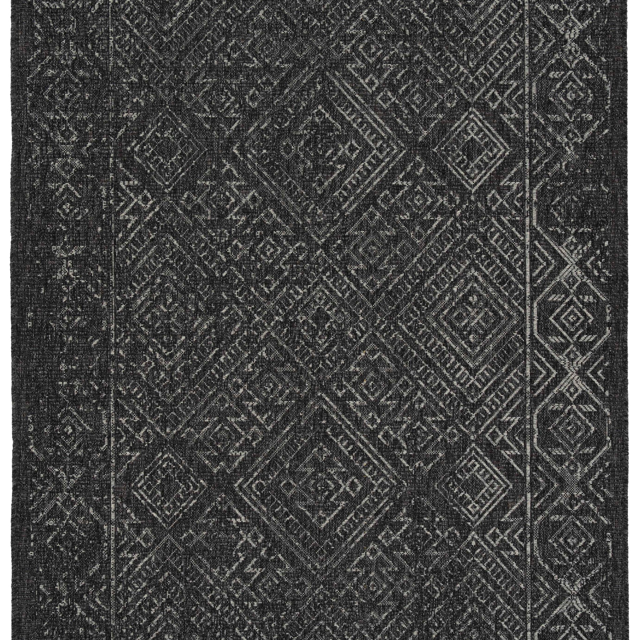 Modern, Transitional, Geometric, Southwestern, Textured High Low Cut & Loop 5'3" X 7'6" Rectangle Area Rug Charcoal Polypropylene