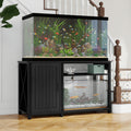 Heavy Duty 55 75 Gallon Aquarium Stand With Power Outlets, Cabinet For Fish Tank Accessories Storage Metal Fish Tank Stand Suitable For Fish Tank, Turtle Tank, 880Lbs Capacity, Black 1 2 Shelves Black Adjustable Shelves Particle Board