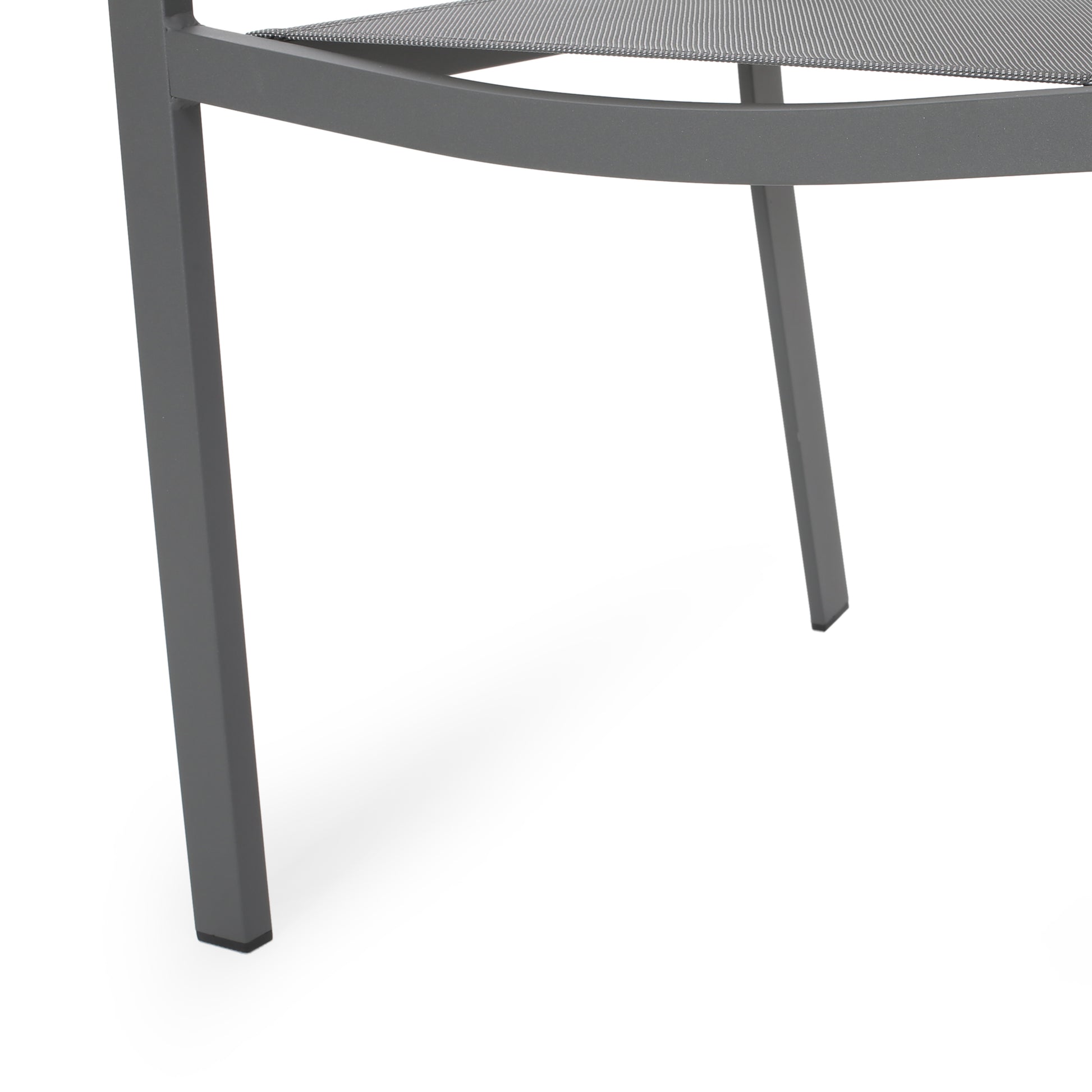 Outdoor Modern Aluminum Dining Chair With Mesh Seat Set Of 2 , Metal Gray And Dark Gray Gray Aluminium